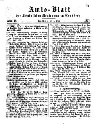 Amtsblatt für den Regierungsbezirk Arnsberg Samstag 4. Mai 1872