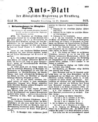 Amtsblatt für den Regierungsbezirk Arnsberg Samstag 21. September 1872