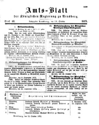Amtsblatt für den Regierungsbezirk Arnsberg Samstag 19. Oktober 1872