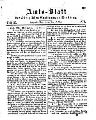 Amtsblatt für den Regierungsbezirk Arnsberg Samstag 17. Mai 1873