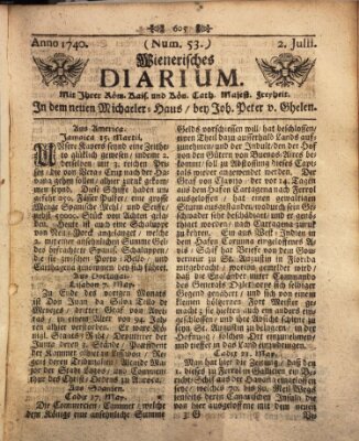 Wienerisches Diarium Samstag 2. Juli 1740