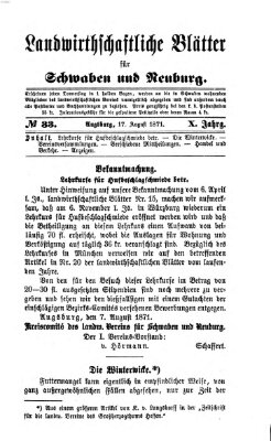 Landwirtschaftliche Blätter für Schwaben und Neuburg Donnerstag 17. August 1871
