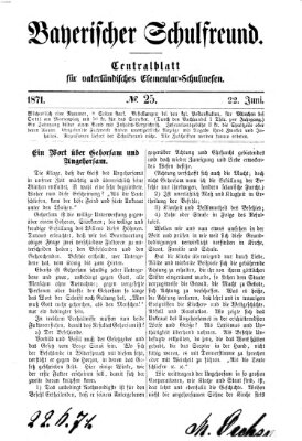 Bayerischer Schulfreund Donnerstag 22. Juni 1871