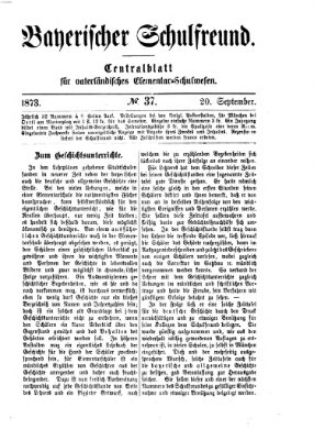 Bayerischer Schulfreund Samstag 20. September 1873