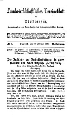 Landwirthschaftliches Vereinsblatt für Oberfranken Donnerstag 23. Februar 1871