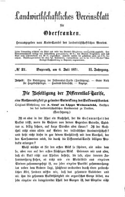 Landwirthschaftliches Vereinsblatt für Oberfranken Donnerstag 6. Juli 1871