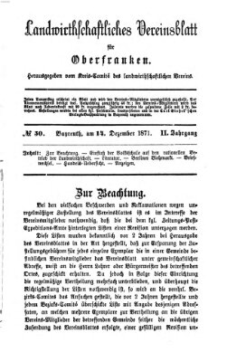 Landwirthschaftliches Vereinsblatt für Oberfranken Donnerstag 14. Dezember 1871