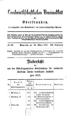 Landwirthschaftliches Vereinsblatt für Oberfranken Donnerstag 28. März 1872