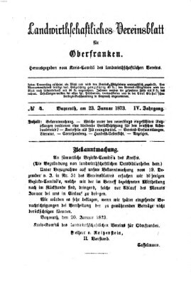 Landwirthschaftliches Vereinsblatt für Oberfranken Donnerstag 23. Januar 1873