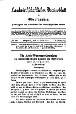 Landwirthschaftliches Vereinsblatt für Oberfranken Donnerstag 17. Juli 1873