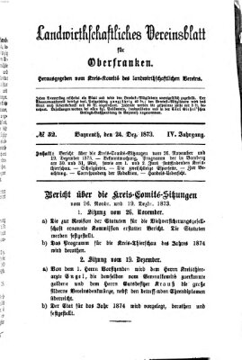 Landwirthschaftliches Vereinsblatt für Oberfranken Mittwoch 24. Dezember 1873