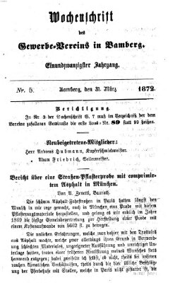 Wochenschrift des Gewerbe-Vereins der Stadt Bamberg Sonntag 31. März 1872