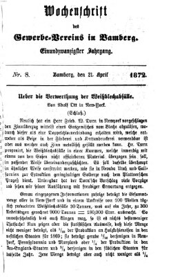 Wochenschrift des Gewerbe-Vereins der Stadt Bamberg Sonntag 21. April 1872