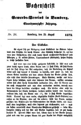 Wochenschrift des Gewerbe-Vereins der Stadt Bamberg Sonntag 25. August 1872