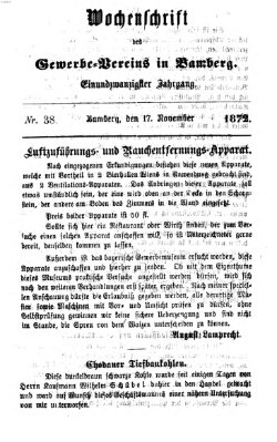 Wochenschrift des Gewerbe-Vereins der Stadt Bamberg Sonntag 17. November 1872