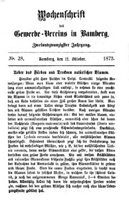 Wochenschrift des Gewerbe-Vereins der Stadt Bamberg Sonntag 12. Oktober 1873