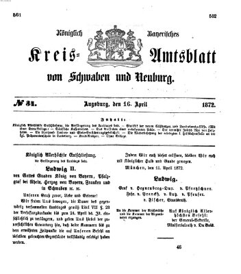 Königlich Bayerisches Kreis-Amtsblatt von Schwaben und Neuburg Dienstag 16. April 1872