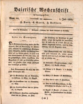 Baierische Wochenschrift Montag 1. Juli 1822