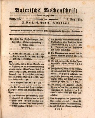 Baierische Wochenschrift Montag 12. August 1822