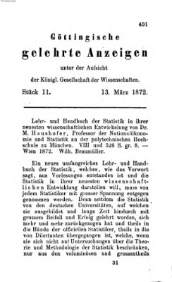 Göttingische gelehrte Anzeigen (Göttingische Zeitungen von gelehrten Sachen) Mittwoch 13. März 1872