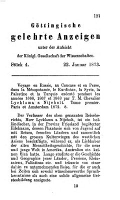 Göttingische gelehrte Anzeigen (Göttingische Zeitungen von gelehrten Sachen) Mittwoch 22. Januar 1873