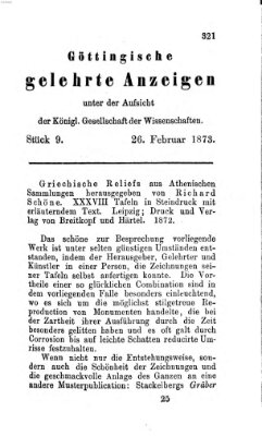 Göttingische gelehrte Anzeigen (Göttingische Zeitungen von gelehrten Sachen) Mittwoch 26. Februar 1873