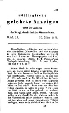 Göttingische gelehrte Anzeigen (Göttingische Zeitungen von gelehrten Sachen) Mittwoch 26. März 1873