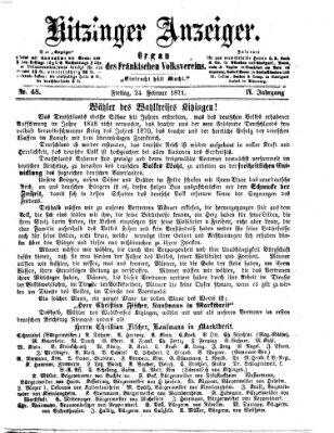 Kitzinger Anzeiger Freitag 24. Februar 1871