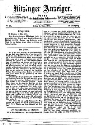 Kitzinger Anzeiger Freitag 3. März 1871