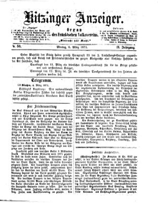 Kitzinger Anzeiger Montag 6. März 1871