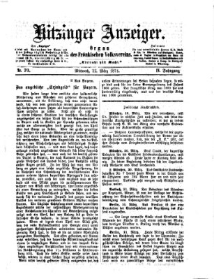 Kitzinger Anzeiger Mittwoch 22. März 1871