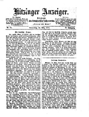 Kitzinger Anzeiger Donnerstag 23. März 1871