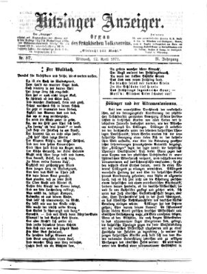 Kitzinger Anzeiger Mittwoch 12. April 1871