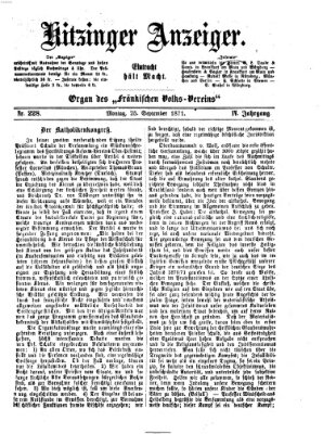 Kitzinger Anzeiger Montag 25. September 1871