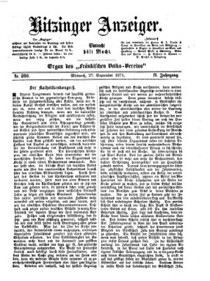 Kitzinger Anzeiger Mittwoch 27. September 1871