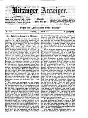 Kitzinger Anzeiger Dienstag 3. Oktober 1871
