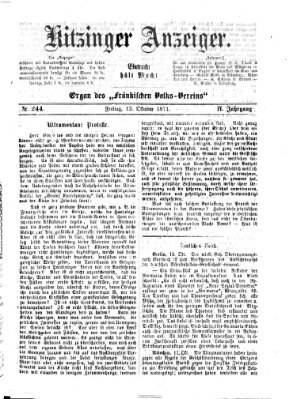 Kitzinger Anzeiger Freitag 13. Oktober 1871