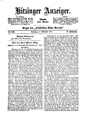 Kitzinger Anzeiger Samstag 11. November 1871