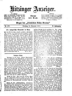 Kitzinger Anzeiger Dienstag 21. November 1871