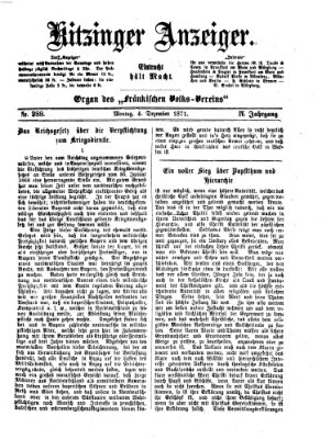 Kitzinger Anzeiger Montag 4. Dezember 1871