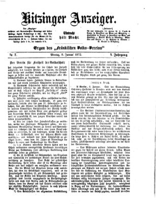 Kitzinger Anzeiger Montag 8. Januar 1872