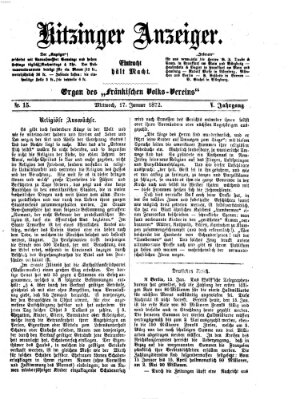 Kitzinger Anzeiger Mittwoch 17. Januar 1872