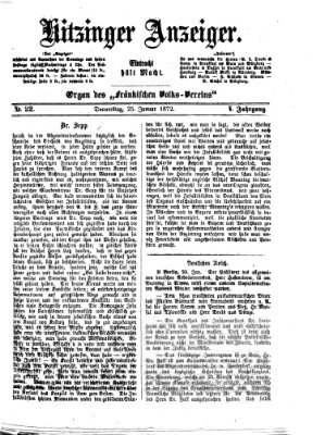 Kitzinger Anzeiger Donnerstag 25. Januar 1872