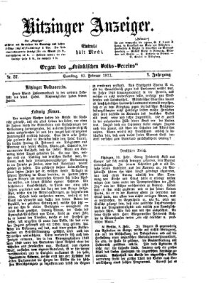 Kitzinger Anzeiger Samstag 10. Februar 1872