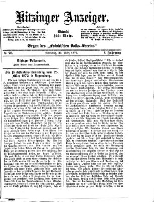 Kitzinger Anzeiger Samstag 30. März 1872