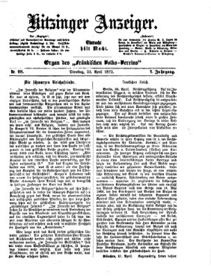Kitzinger Anzeiger Dienstag 23. April 1872