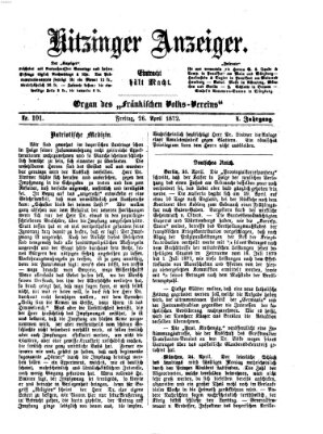 Kitzinger Anzeiger Freitag 26. April 1872