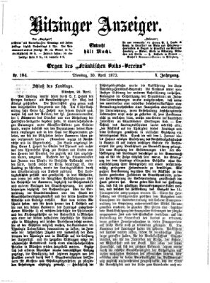 Kitzinger Anzeiger Dienstag 30. April 1872