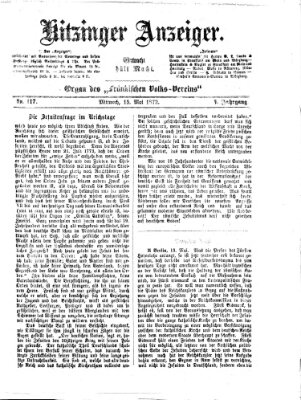 Kitzinger Anzeiger Mittwoch 15. Mai 1872