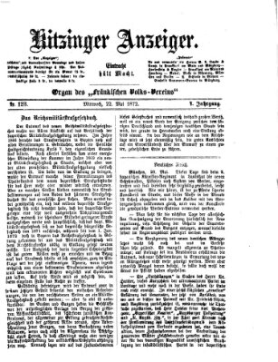 Kitzinger Anzeiger Mittwoch 22. Mai 1872